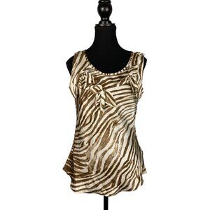Vintage Y2K Satin Blouse, Sleeveless Tiger Print Top